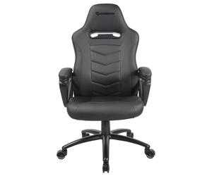 Achille Fauteuil Gamer ergonomique avec accoudoirs fixes - Simili cuir - Hauteur réglable - Noir