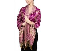 Achillea Écharpe pashmina réversible cachemire rave, châles et écharpes pour robes de soirée, écharpes indiennes exotiques pour toutes les saisons, violet clair, 28"W x 76"L