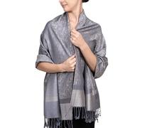 Achillea Écharpe pashmina vintage bicolore - Doux et léger - Pour robes, mariages, voyages, toutes saisons, oxford grey, 72"L x 28"W