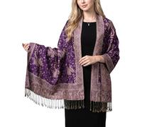 Achillea Écharpe réversible cachemire pashmina rave - châles indiens exotiques et châles pour robes de soirée, festivals, toutes les saisons, violet, 28"W x 76"L