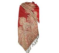 Achillea - Grand châle pashmina cachemire pour femme - Écharpe élégante pour mariage, robe de soirée, festival et usage quotidien, Rouge, 80" X 28'