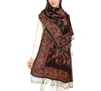 Achillea Luxueux châle pashmina double couche jacquard grand cachemire, noir, 80" X 28'