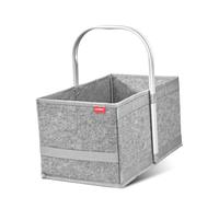 achilles Panier à provisions en feutre, avec poignée en aluminium, panier en feutre, pliable, panier de pique-nique, panier, 40 x 24 x 20 cm, gris