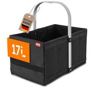achilles panier à provisions pliable, panier de transport avec poignée en aluminium, panier à pique-nique, panier à provisions, boîte pliante, 40x24x20 cm (noir)