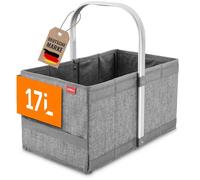 achilles panier à provisions pliable, panier de transport avec poignée en aluminium, panier pique-nique, panier à provisions, boîte pliante, 40x24x20 cm (gris)