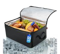 Achilles Sac Isotherme, Sac Thermique, glacière Pliable, Sac de Livraison pour Garder Les Aliments au Chaud avec Fonction de Refroidissement, Noir 57 cm x 37 cm x 25 cm, Noir, 57 cm x 37 cm x 25 cm,
