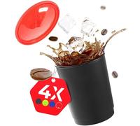 achilles Tasse à café à emporter avec Couvercle, Lot de 4, réutilisable, testé LFGB, va au Lave-Vaisselle, mug Noir, 330 ML