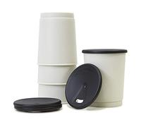 achilles Tasse à café à emporter avec Couvercle, Lot de 4, réutilisable, testé LFGB, va au Lave-Vaisselle, mug Gris, Couvercle Noir, 330 ML