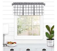 Achim Home Decor Cantonnière de fenêtre - 142,2 cm de Large, 33 cm de Long, Passe-Tringle de 3,8 cm - Gris - Tissu Ultra Doux filtrant la lumière avec Motif écossais de fenêtre et Lavable en Machine