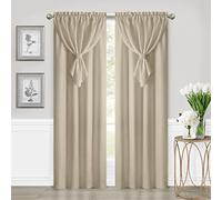 Achim Home Decor Panneau de rideau de fenêtre avec cantonnière attachée en forme de goutte - 106,7 cm de large, 213,4 cm de long, passe-tringle de 5,1 cm - Taupe - Tissu ultra doux qui filtre la lumière et lavable en machine