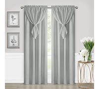 Achim Home Decor Panneau de rideau de fenêtre avec cantonnière attachée en forme de goutte - 106,7 cm de large, 213,4 cm de long, passe-tringle de 5,1 cm - Gris - Tissu ultra doux qui filtre la lumière et lavable en machine