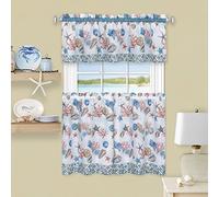 Achim Home Furnishings CSTV36BL12 Ensemble de Rideaux de fenêtre avec cantonnière Bleu 147,3 x 91,4 cm