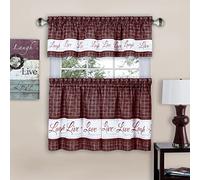 Achim Home Furnishings Home Imports Live, Love, Laugh Paire de Rideaux de fenêtre avec cantonnière 147,3 x 91,4 cm Bordeaux