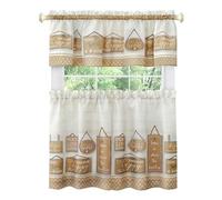 ACHIM Home Furnishings Modern Farmhouse Ensemble de Rideaux de fenêtre avec cantonnière Marron 147,3 x 91,4 cm