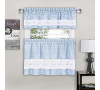 ACHIM Home Furnishings, Paire de Rideaux de fenêtre avec cantonnière Live, Love, Laugh Bleu Clair 147,3 x 61 cm