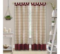 ACHIM Home Furnishings Tattersall Panneau à Bouton Poussoir Bordeaux 52" x 84"