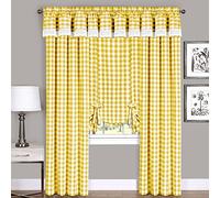 Achim (Weser) Home Furnishings Buffalo Check Rideau de fenêtre, Jaune, Panel 42" x 63"