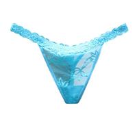 Achimlt Tanga Dentelle Taille Basse Culotte Femme Sexy Fesses Ouvertes Taille Basse sous-Vêtementss Sexy pour Femmes Un Fil T-Shirts pour Femmes Amour String sous Vêtementss Féminins (Blue, One Size)