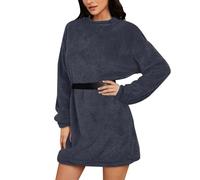 Achimlt Veste polaire confortable pour femme - Robe pull à manches longues et col rond - Robe pull décontractée grande taille - Cadeau de Noël, GY1., L
