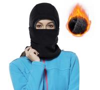 Achiou Cagoule d'hiver en polaire pour femmes et enfants, couvre-visage thermique, bonnet, écharpe pour temps froid, Noir, taille unique