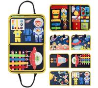 Achiyway Busy Board Montessori, 4 Couches Planche Portable pour Enfants Tableau Activités 2 3 4 Ans, Jouet Enfant Garçons et Filles, Cadeau Enfant, Noir, Extra Large, (Voyage dans l'espace)