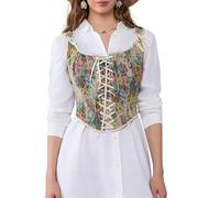 Achlibe Bustier rétro à motif floral pour femme - Corset victorien élégant - Style Renaissance du 16 siècle - Corset sous la poitrine, M