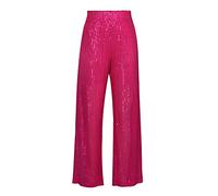 Achlibe Pantalon Palazzo à paillettes pour femme - Taille haute - Style décontracté - Élastique, rose rouge, L