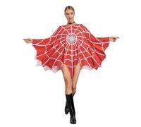 Achlibe Poncho d'Halloween pour femme, cape en toile d'araignée, costume de jour des morts, tenue de costumade (A-rouge, taille unique)