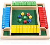 ACHLIGL Jeu de dés en bois - Joueur Shut The Box pour 1 à 4 joueurs