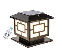 ACHNC LED Lampe Pilier Solaire, IP65 Lampe Pilier Exterieur Vintage Lampe De Jardin Dimmable Avec Télécommande, Lampe Colonne Antique Lampe De Chemin Aluminium Terrasse Patio Lampes De Poteau,Noir