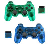 Achort 2 Pièces 2.4GHz Sans Fil Vibrations Double Gamepad Compatible avec PS2 Playstation 2 Double Shock