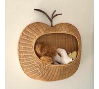 ACHZYFT Panier Mural Tressé en Forme De Fruit, Panier De Rangement Mural en Rotin Fait Main, Organisateur Mural Décoratif pour Chambre d'enfant, Chambre À Coucher Ou Salon.(A)