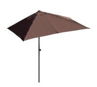 ACHZYFT Parasol De Patio Demi-Rectangulaire Réglable 250x130cm Avec Système De Levage, Parasol De Jardin Inclinable Contre Le Mur, Parasol De Protection Solaire Pour Balcon, Terrasse Et Jardin(Brown)