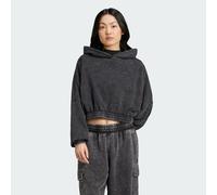 Acid-Wash Crop Hoodie Black L