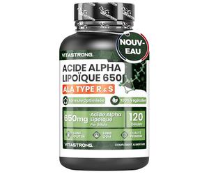 Acide Alpha-Lipoïque avec Oxyde de Zinc 650mg, Formule Optimisée d’Alpha Lipoic Acide Type R & S, Acide R Alpha Lipoique ALA et Zinc Complement Alimentaire 100% Vegan, 120 Gélules, Qualité Vitastrong