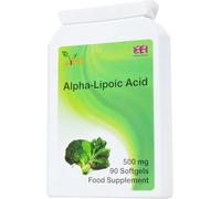 Acide alpha-lipoïque Ved | Sans OGM, sans gluten | Aide à maintenir le niveau de sucre dans le sang | 500 mg, 90 gélules (paquet de 2)