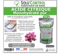 Acide citrique monohydraté pur 500 g - 100% d'origine naturel - Nettoyer, détartrer, raviver l'inox et corriger le pH