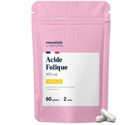 Acide Folique 400 µg - Vitamine B9, 60 Gélules Végétales - 2 Mois
