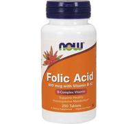 Acide folique 800 mcg avec vitamine B-12 250 comprimés Now Foods