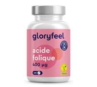 Acide Folique Vitamine B9, 400 Comprimés (13 Mois), Hautement Dosé avec 400µg par Comprimé, 100% Végétalien, Sans Additifs et Sans Arômes, Testé en Laboratoire