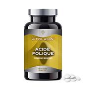 ACIDE FOLIQUE | VITOLAMIN® | 400 COMPRIMÉS | Vitamine B9 | Contribue au fonctionnement normal du système immunitaire et à la croissance des tissus maternels pendant la grossesse
