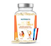 NUTRI & CO Acide Hyaluronique + Huile d'Onagre et Bourrache - Formule Anti-Age & Anti-Rides Efficace - Hydrate en Profondeur - Hydratation et Élasticité de la Peau - 60 gélules Vegan Made in France