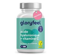 Acide Hyaluronique Breveté avec Vitamine C, Biotine, Sélénium, + Zinc, Pour le Système Immunitaire, Peau, Cheveux et Ongles*, Sous Forme d'Hyaluronate de Sodium, 90 Capsules pour 3 Mois, Sans Additifs