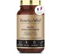 Acide Hyaluronique + Collagène Marin + Vitamine C & E, Anti-Âge Puissant, Peau Jeune & Lisse, Hydratation, Élasticité, Fermeté, Anti-Rides & Régénération Cellulaire - 120 Gélules, Cure 2 Mois