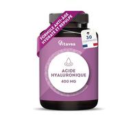 Acide Hyaluronique Pur 400 mg - Anti-Âge & Hydratation - Régénération | Formule Haute Absorption - Améliore Souplesse, Elasticité & Luminosité de la Peau - 30 Comprimés Vegan - Vitavea