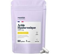 Acide Hyaluronique Pur, 60 Gélules Vegan, Action Anti-Âge + Anti-Rides
