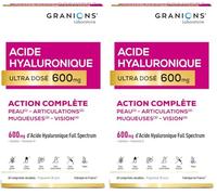 Acide Hyaluronique Ultra dosé 600 mg GRANIONS - Biotine - Hydratation intense peau - Niacinamide - Complexe Vitamine B - Anti-ride - Stimule production collagene - Vegan - Fabriqué en France