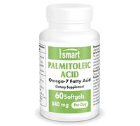 Acide palmitoléique 840 mg par jour - Oméga 7 Breveté (Provinal®) - Huile de Poisson - Supplément pour la peau - Soutient les Niveaux de Cholestérol et Protège le Coeur - Sans Gluten - Supersmart