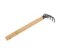 Acier au Carbone Râteau de Jardin Manche Bois, à Cinq Dents | Espacement Serré des Dents, Trou D’accroche en Bout, pour Feuilles Mortes et Mauvaises Herbes