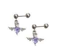 Acier de qualité chirurgicale en forme d'ailes de cœur, boucles d'oreilles sûres pour les allergies, accessoires de mode pour les peaux sensibles, acier inoxydable moderne, amour, amour, adolescent